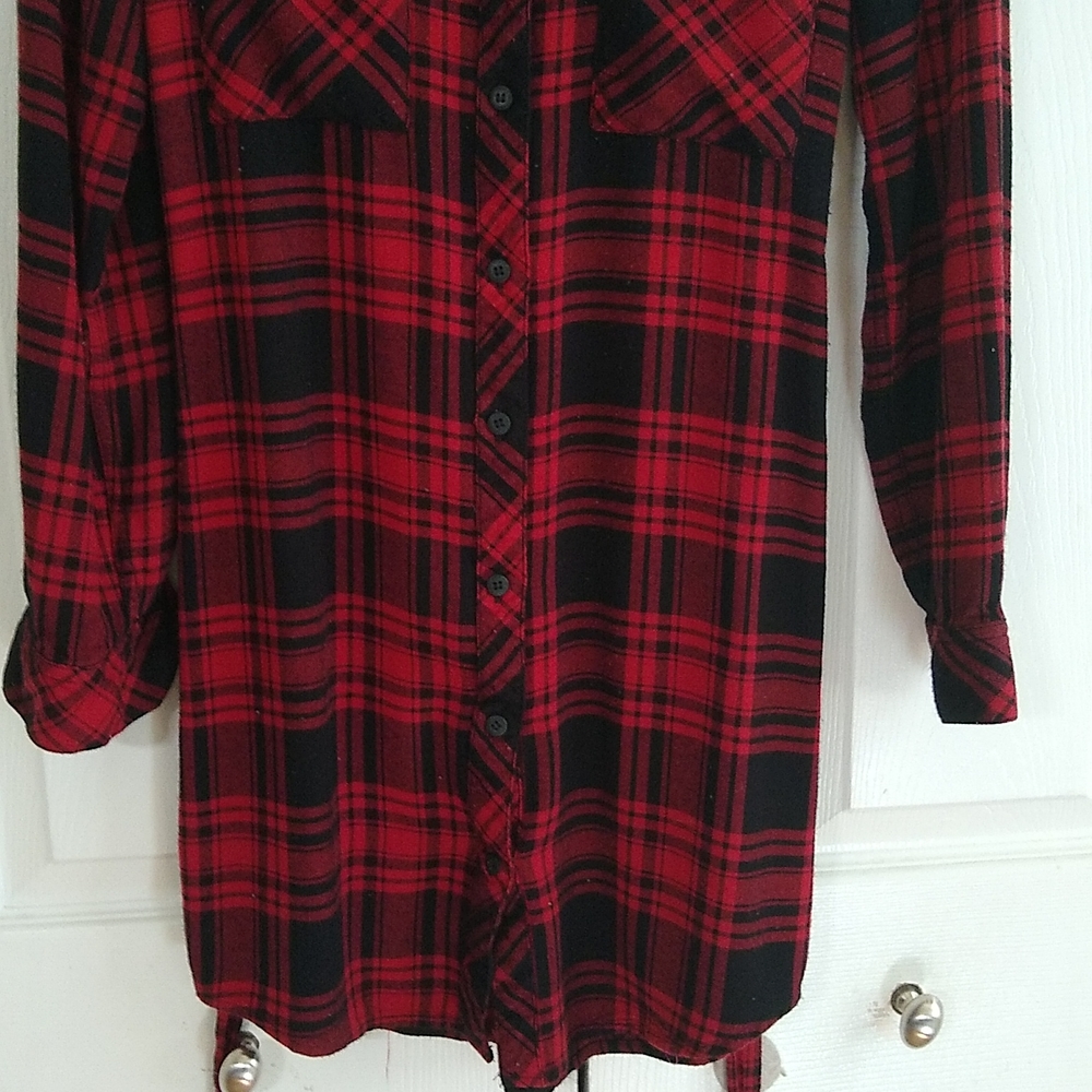 Sanctuary Buffalo plaid button down dress size xs - Picture 6 of 8